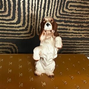 Ceramic Dog Figurine - Brown and White